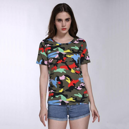 Camouflage Women T Shirt Short Sleeve Tee Shirt Femme Slim Plus Size Women Tops Casual Tee Shirt For Women