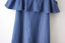 Off Shoulder Ruffles Spaghetti Strap Denim Dress Women Ruffled Shoulderless Sling Short sleeve Dresses s m l