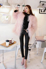 Pink Faux Sheep Fur Coat 4 inches Long Hairy Long sleeve Shaggy Outwear Women Warm Mid long Coat Tops