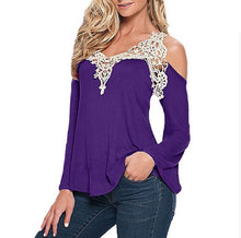 Plus Size Casual Women's Tops Long Sleeve Blusas Off Shoulder Shirts Women V Neck Lace Crochet Blouses Blusas LX053