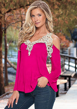Plus Size Casual Women's Tops Long Sleeve Blusas Off Shoulder Shirts Women V Neck Lace Crochet Blouses Blusas LX053