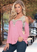 Plus Size Casual Women's Tops Long Sleeve Blusas Off Shoulder Shirts Women V Neck Lace Crochet Blouses Blusas LX053