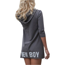 Printed Letter " YEAR" Women Hooded Dress Casual Sweatshirts Dress Pocket Sexy Mini Dress GV405