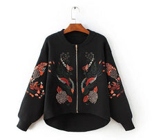 Retro Flower Embroidery Sweater Women Long Sleeve Zipper Cardigan Knitwear Jumper kleding jerseis mujer femme 5 color
