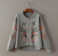 Retro Flower Embroidery Sweater Women Long Sleeve Zipper Cardigan Knitwear Jumper kleding jerseis mujer femme 5 color