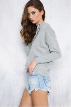 Retro Metal Hole V neck Lacing up Sweater Women Long Sleeve Knitwear Jumper Pullovers kleding jerseis mujer femme 3 CLR