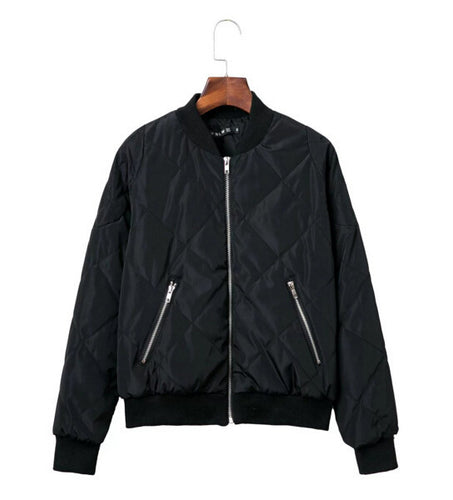 Retro Plaid Pilots Jacket Quilting Quilted Jacket Women Short Bomber Pilots Coat Outerwear Tops femme 4 colors