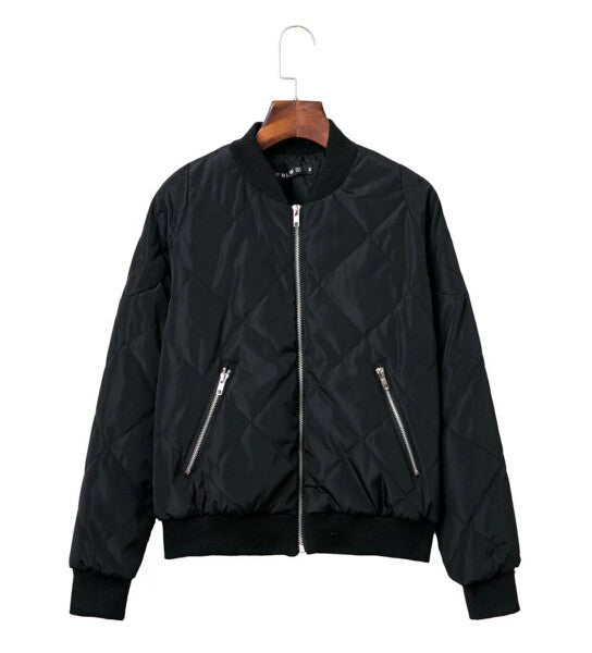 Retro Plaid Pilots Jacket Quilting Quilted Jacket Women Short Bomber Pilots Coat Outerwear Tops femme 4 colors
