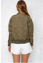 Retro Plaid Pilots Jacket Quilting Quilted Jacket Women Short Bomber Pilots Coat Outerwear Tops femme 4 colors