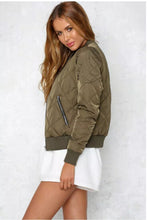 Retro Plaid Pilots Jacket Quilting Quilted Jacket Women Short Bomber Pilots Coat Outerwear Tops femme 4 colors