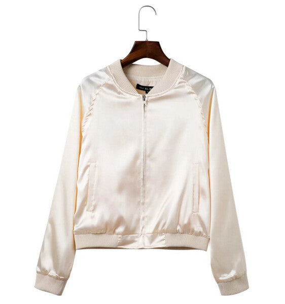Retro V neck Short Pilot Jacket Women Shinny Color Pilot Jacket Coat Outerwear Tops Femme Casual