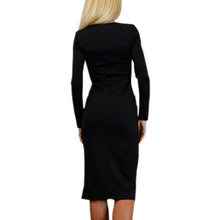 Sexy Bodycon Plunging Neck Midi Dress Women Dress Zippers Sheath Dress Package Hip Dress Vestidos GV395