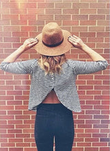 Sexy Button Backless Split Striped Print Tee Women tshirt tee shirt femme camisetas mujer 2 color xs s m