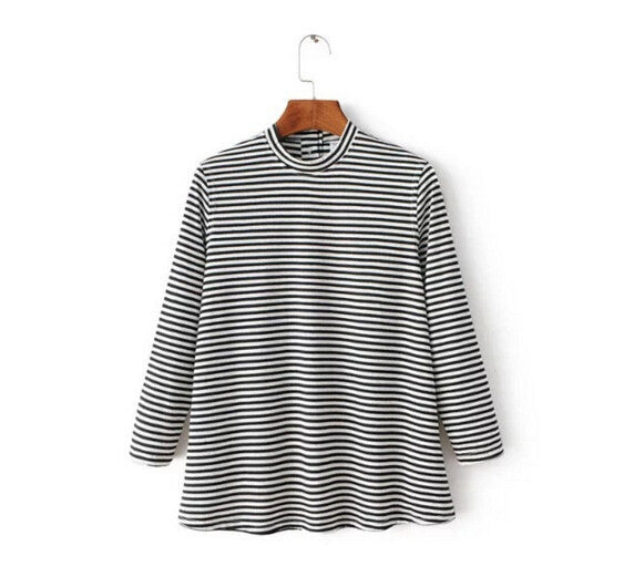 Sexy Button Backless Split Striped Print Tee Women tshirt tee shirt femme camisetas mujer 2 color xs s m