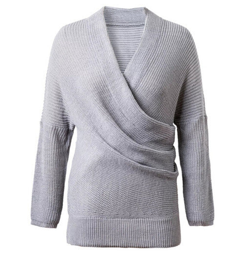 Sexy Cross V neck Off shoulder Sweater Women Irregular Long Sleeve Jumper Pullovers kleding jerseis femme Knitwear