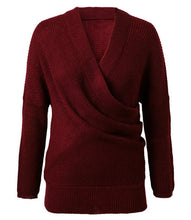 Sexy Cross V neck Off shoulder Sweater Women Irregular Long Sleeve Jumper Pullovers kleding jerseis femme Knitwear