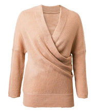 Sexy Cross V neck Off shoulder Sweater Women Irregular Long Sleeve Jumper Pullovers kleding jerseis femme Knitwear