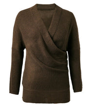 Sexy Cross V neck Off shoulder Sweater Women Irregular Long Sleeve Jumper Pullovers kleding jerseis femme Knitwear