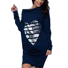 Sexy Heart Print Loose Casual Mini Bodycon Dresses Warm Women Long Sleeve Dress Off Shoulder Sexy Dress Vestidos GV327