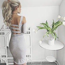 Sexy Hollow Out Dress Backless Bodycon Off Shoulder Bandage Dresses Knee Length Long Sleeve Party Dresses Vestidos M0437