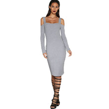 Sexy Hollow Out Dress Backless Bodycon Off Shoulder Bandage Dresses Knee Length Long Sleeve Party Dresses Vestidos M0437