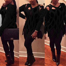 Sexy Ladies' Hollow Out Tassel Hem Knit Sweaters Long Sleeve V Neck Pullovers Jumper Knitwear Tops Plus Size LX208