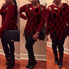 Sexy Ladies' Hollow Out Tassel Hem Knit Sweaters Long Sleeve V Neck Pullovers Jumper Knitwear Tops Plus Size LX208
