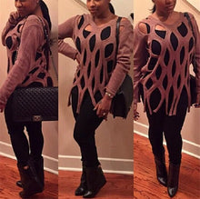 Sexy Ladies' Hollow Out Tassel Hem Knit Sweaters Long Sleeve V Neck Pullovers Jumper Knitwear Tops Plus Size LX208
