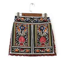 Sexy Package Hips Flower Embroidery Skirt Women BOHO Contrast color Black mini short Skirts Femme