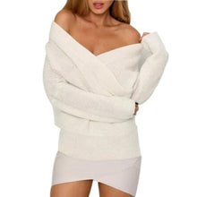 Sexy Pullovers White Sweater Women Sweater Retro Batwing Sleeve Elegant Loose V Neck Sweaters Pullover GV427