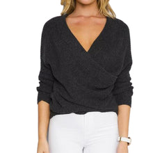 Sexy Pullovers White Sweater Women Sweater Retro Batwing Sleeve Elegant Loose V Neck Sweaters Pullover GV427