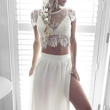 Sexy Split Maxi Dress 3 Piece Set Women Dress Pink White Lace Beach Dress Crochet Party Dresses Women Outfits