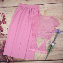Sexy Split Maxi Dress 3 Piece Set Women Dress Pink White Lace Beach Dress Crochet Party Dresses Women Outfits