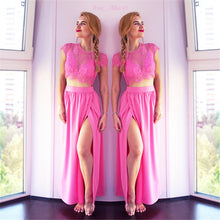 Sexy Split Maxi Dress 3 Piece Set Women Dress Pink White Lace Beach Dress Crochet Party Dresses Women Outfits