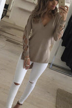 Sexy V Neck Long Sleeve T Shirts Women Irregular Hem T-shirt Hollow out Casual Split Tees Loose Tops Black M0395