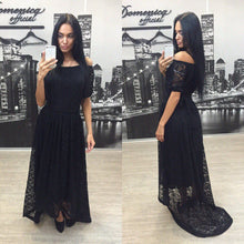 Sexy Women Lace Dresses Casual Cold Shoulder Half Sleeve Party Dress Maxi Dress Vestidos Black White Plus Size M0513