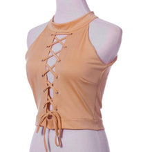 Sexy Women Ladies Round Neck Sleeveless Cropped Tanks Tops Tee Shirt Camis Cute Bodycon Bandage Crop Tops Camisole