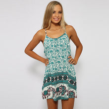 sexy-women-dress-floral-elephant-print-beach-dress-spaghetti-strap-sleeveless-swing-mini-dress-vestidos-de-festa BBL
