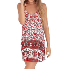 sexy-women-dress-floral-elephant-print-beach-dress-spaghetti-strap-sleeveless-swing-mini-dress-vestidos-de-festa BBL