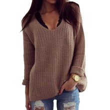 Sexy Women Sweaters Solid Hollow Out V Neck Loose Long-Sleeved Pullover Sweater Outerwear Women Clothing J4170