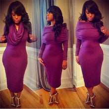 Slash Neck Dress Sexy Wrap Bodycon Dress Ladies Knee-Length Long Sleeve Women Dress Slim Knitted Robe Femme