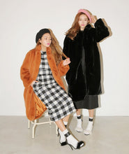 Solid color Hairy Shaggy Faux Fur Coat Woman Lapel Faux Rex rabbit Fur Long Coats Warm Outerwear
