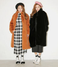 Solid color Hairy Shaggy Faux Fur Coat Woman Lapel Faux Rex rabbit Fur Long Coats Warm Outerwear
