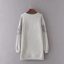 Spliced Tassel Sweatshirt Women's O neck Long Sleeve Casual Mid Long Jumper Fringede Hoodies Sweats Tops Gray
