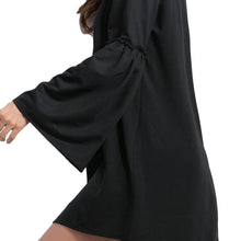 and-fashion-women-flare-sleeve-mini-dress-solidcolor-dress-v-neck-long-sleeve-a-line-elegant-dress-black BBL