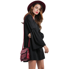 and-fashion-women-flare-sleeve-mini-dress-solidcolor-dress-v-neck-long-sleeve-a-line-elegant-dress-black BBL