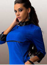 Bodycon Dress Vestidos PU Leather Patchwork Dresses Casual Bandage Mini Dress Q0057