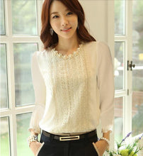 Elegant Women's Long Sleeve Chiffon Blouses Shirts Embroidery Beading OL Tops J1869