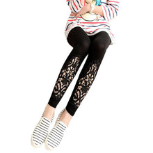 Women Slim Modal Cozy Cotton Knitted Leggings Hollow Out Lace Pants Mid Waist Trousers