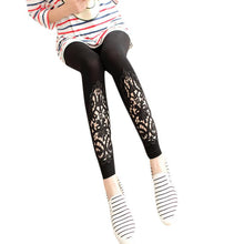 Women Slim Modal Cozy Cotton Knitted Leggings Hollow Out Lace Pants Mid Waist Trousers